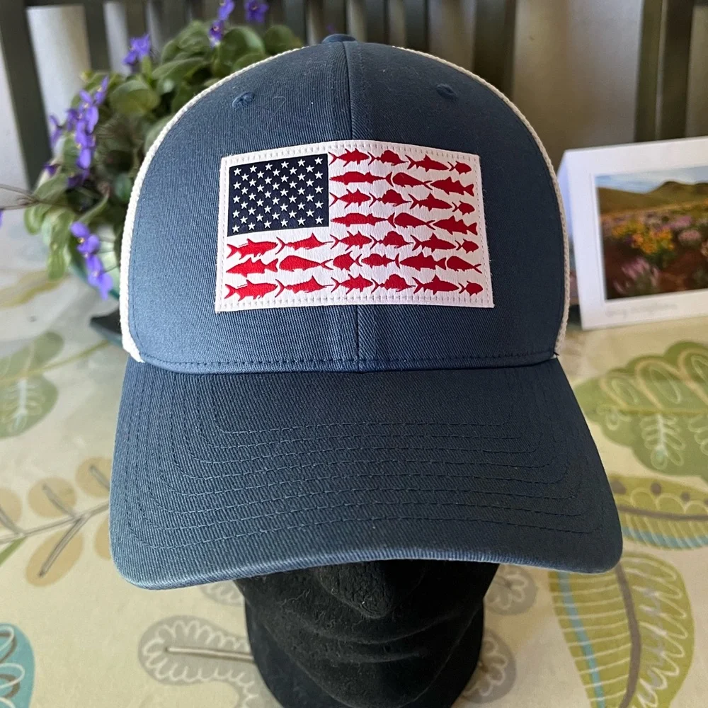 Colombia PFG FLEXFIT Fish Flag Mesh Baseball hat cap  EUC